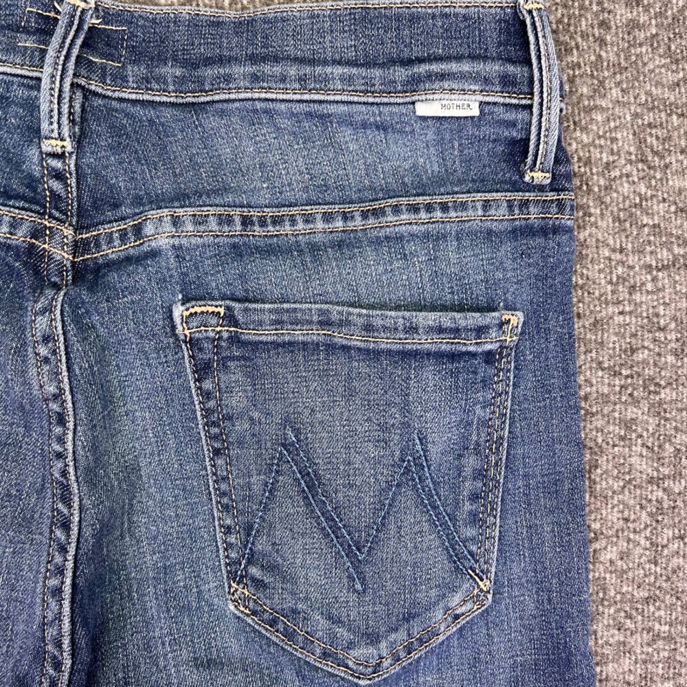 Mother The Insider Crop Step Fray Women 28x25 Blue Slim Bootcut Casual High Rise - Picture 12 of 16